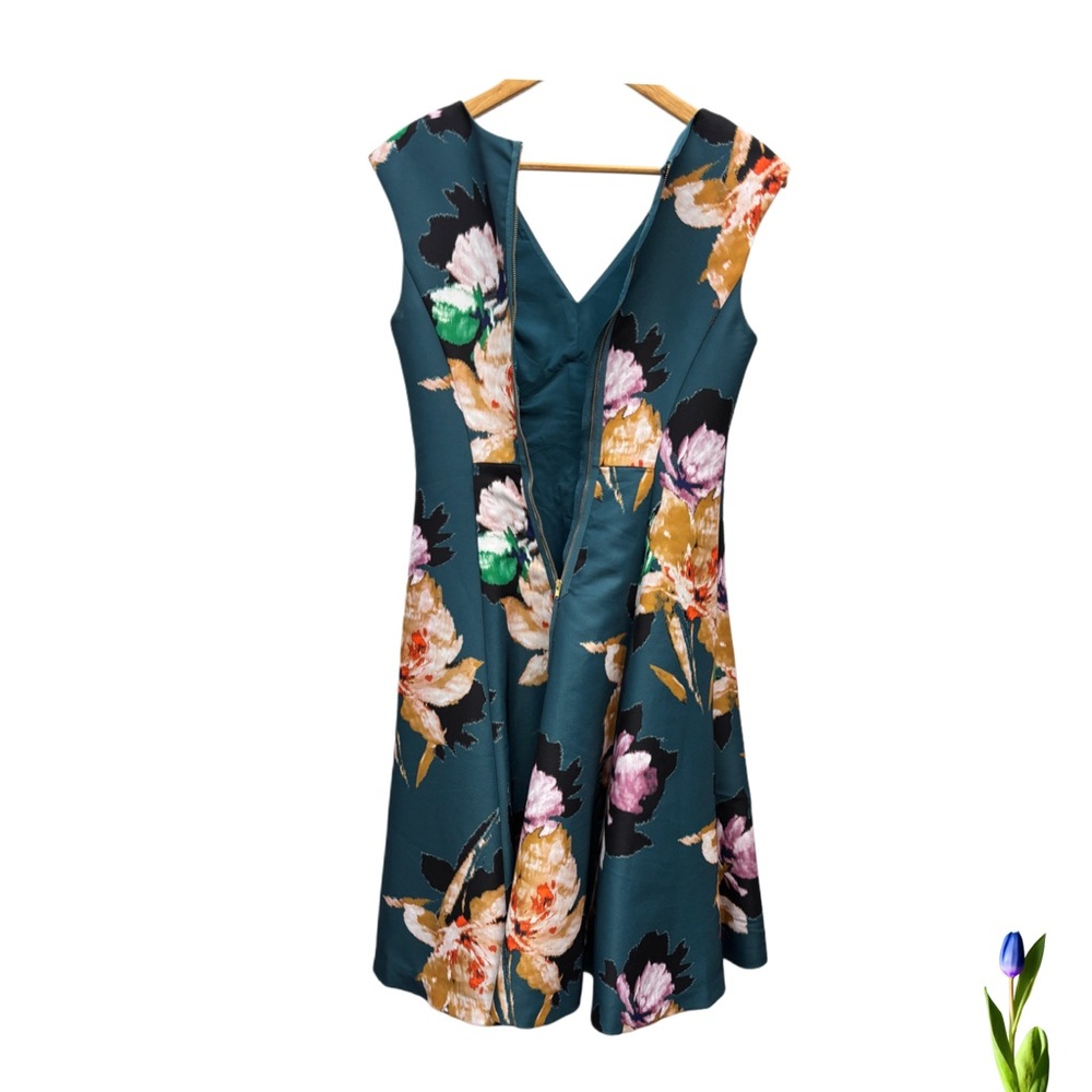 Moulinette Soeurs Wedding Guest Dress Teal / floral pattern from Anthropology - Picture 3 of 5